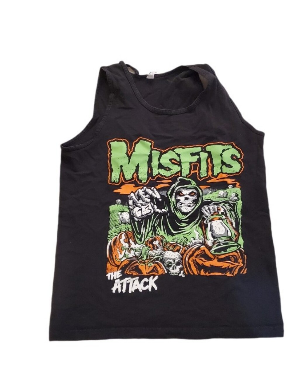 Misfits "The Attack" Black Green Hooded Skeleton Pumpkins Halloween Tank Top
